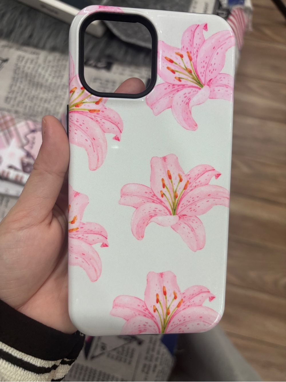 Pink Lily Floral iPhone Case - White/Pink